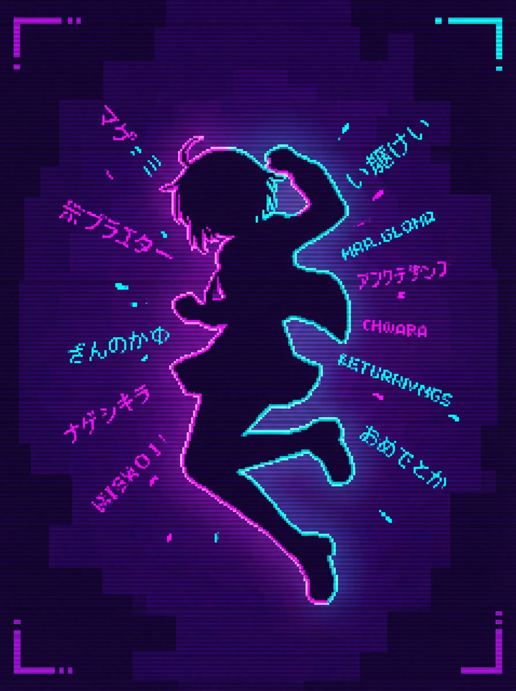 里番 作品封面 赛博风角色剪影